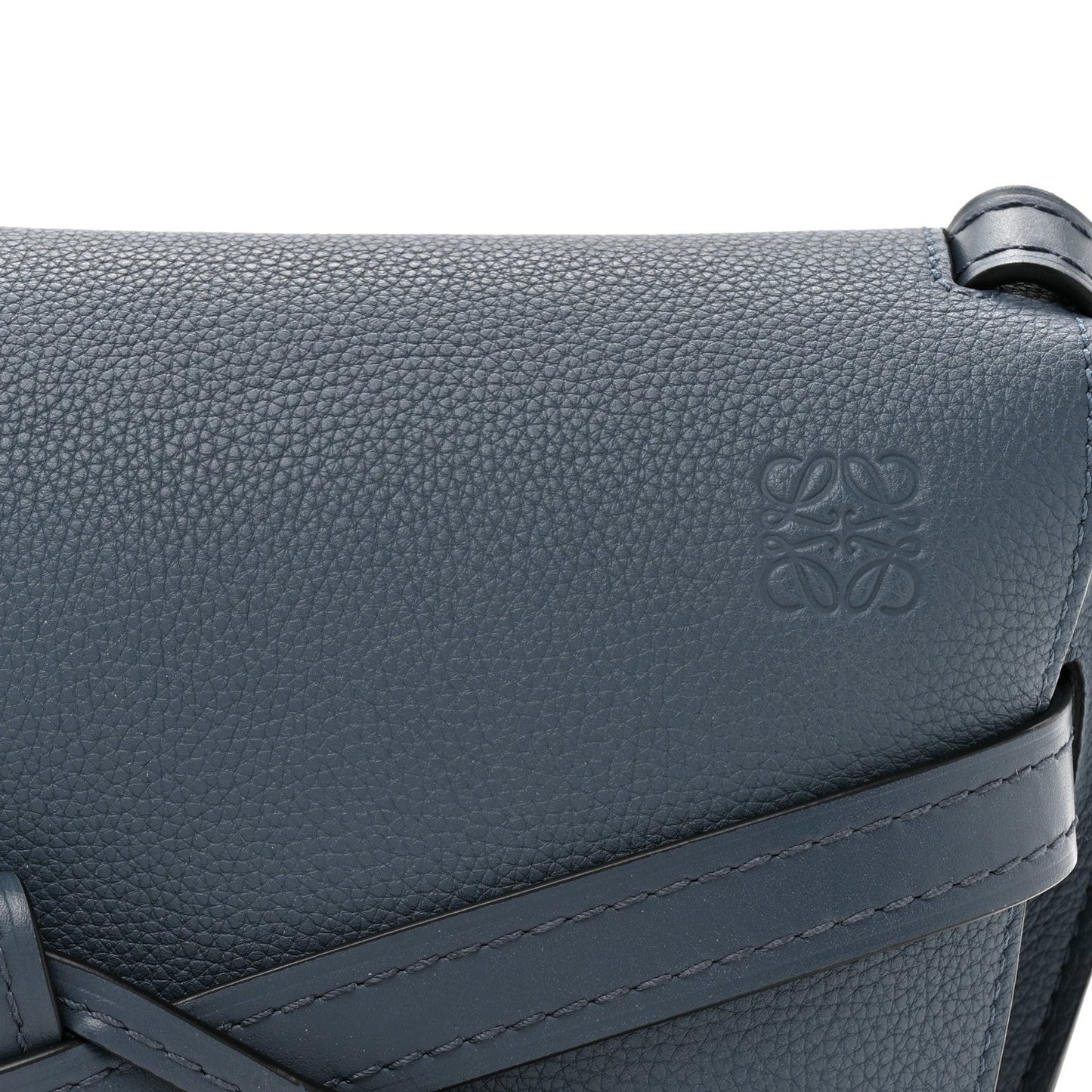 Grained Calfskin Small Gate Crossbody Bag Steel Blue