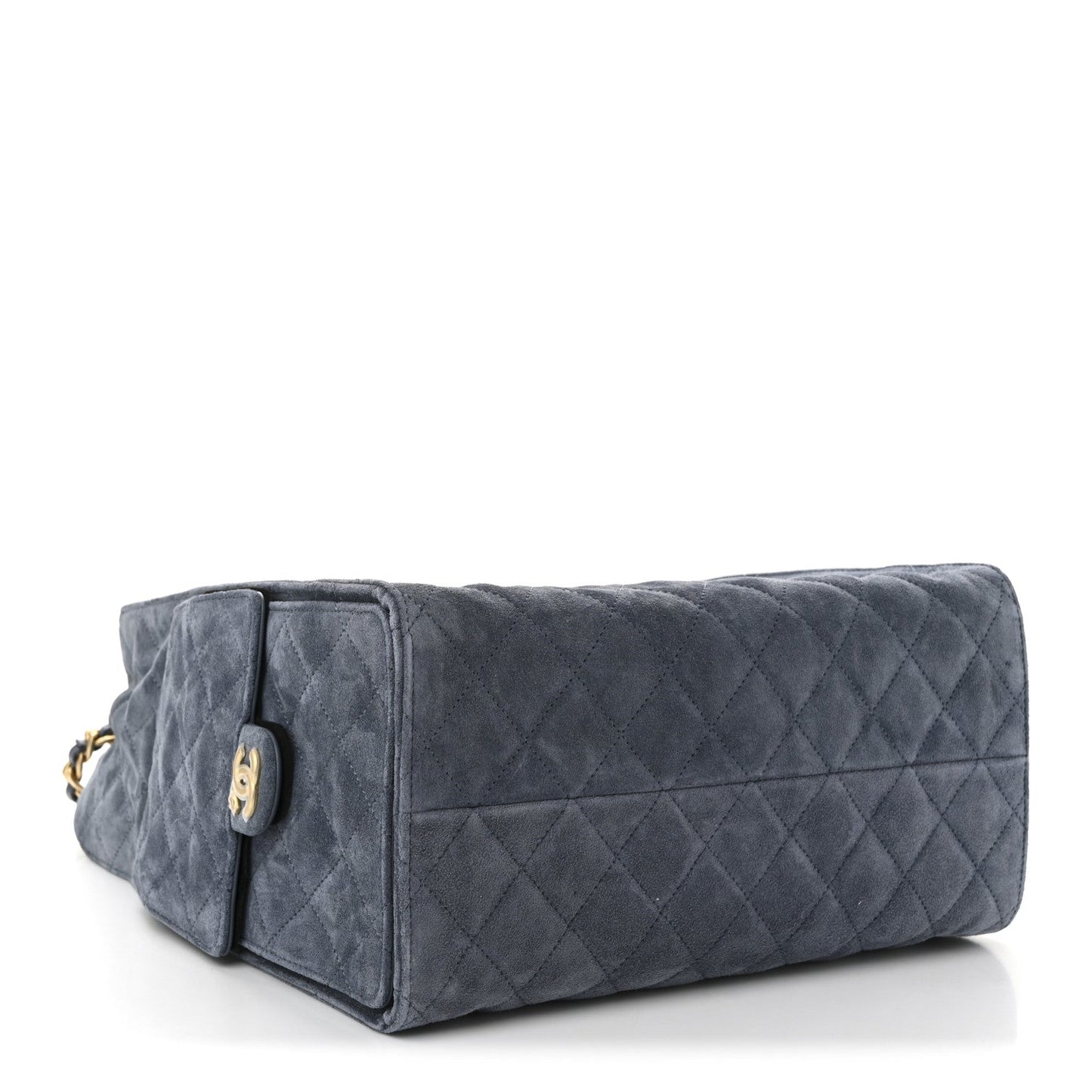 Suede Quilted Medium Chanel 25 Handbag Blue