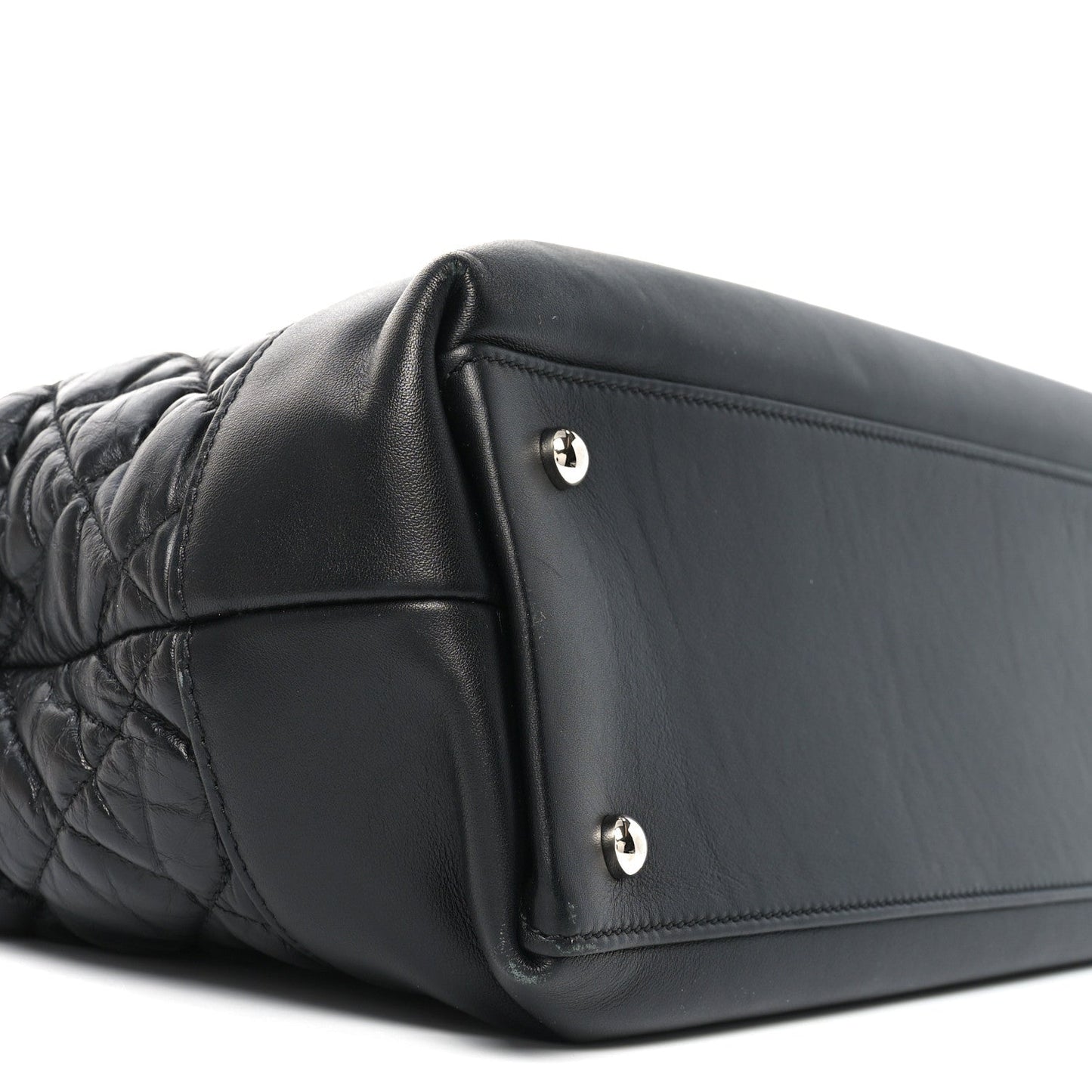 Aged Calfskin Quilted Be CC Tote Black