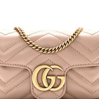 Calfskin Matelasse Super Mini GG Marmont Shoulder Bag Porcelain Rose
