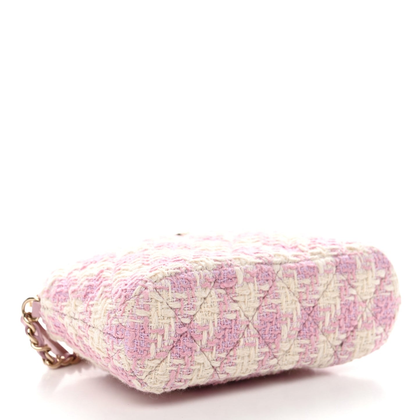 Tweed Quilted Mini Clutch With Chain Pink