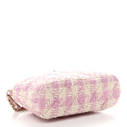 Tweed Quilted Mini Clutch With Chain Pink