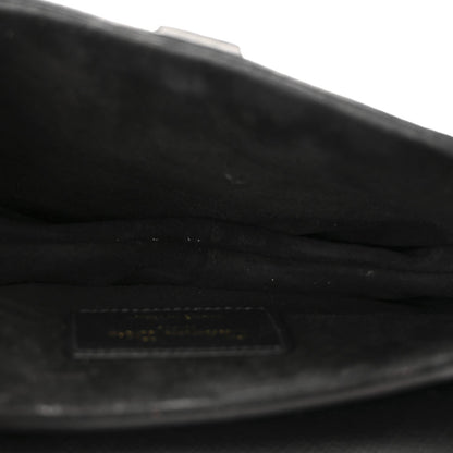 Grained Calfskin Mini Saddle Bag With Strap Black