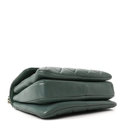Lambskin Quilted Small Trendy CC Flap Dual Handle Bag Green