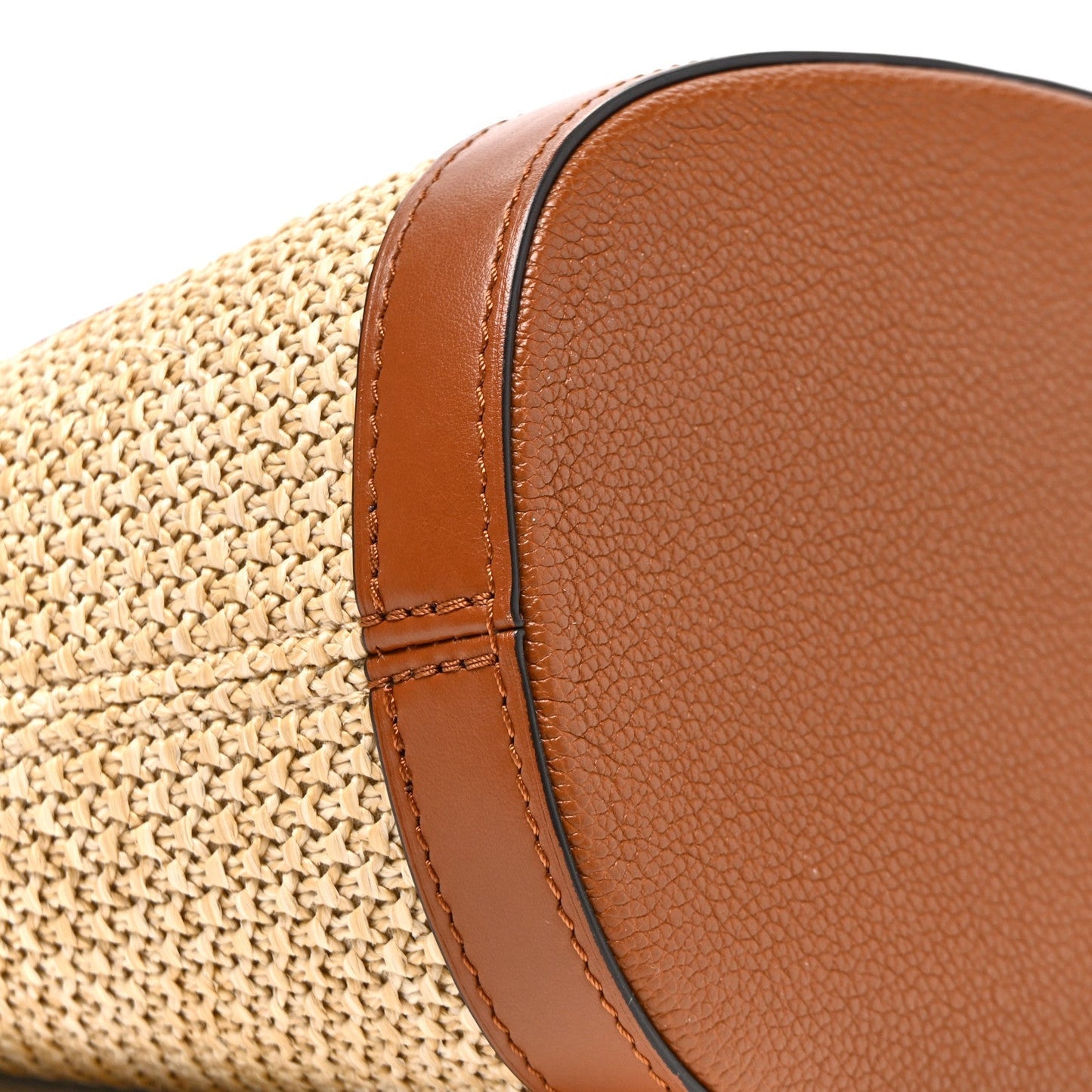 Kitted Raffia Petit Bucket Caramel