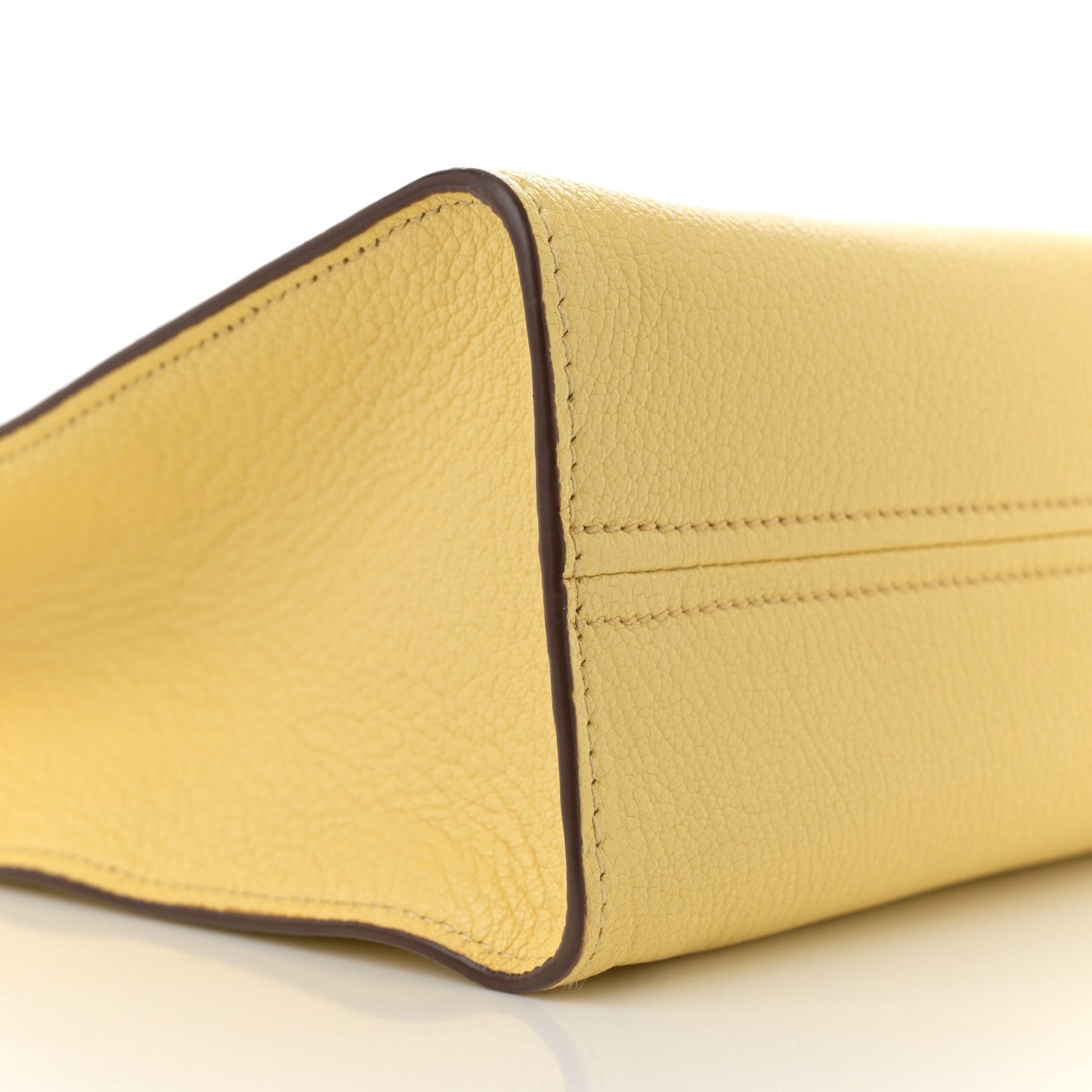 Goatskin Logo Embossed Shopping Tote Limone