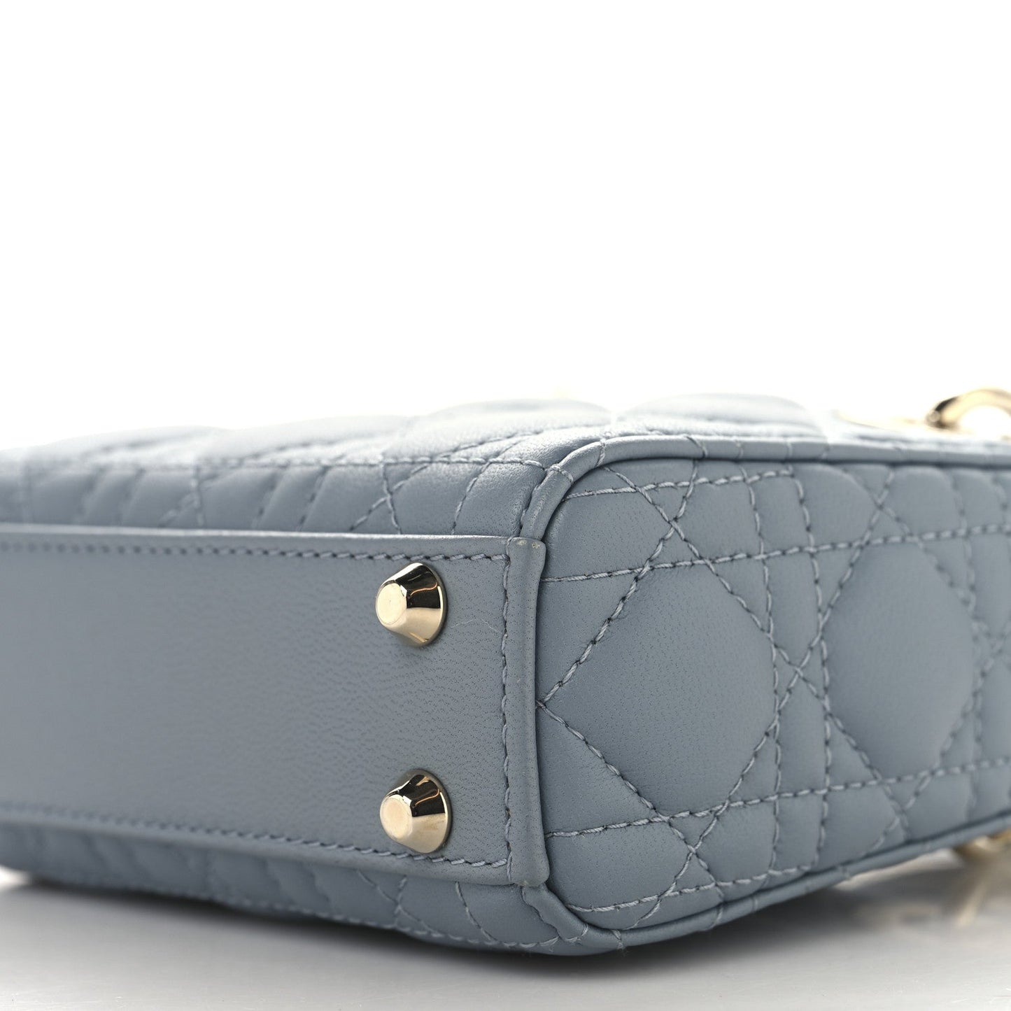 Lambskin Cannage Micro Lady Dior Cloud Gray