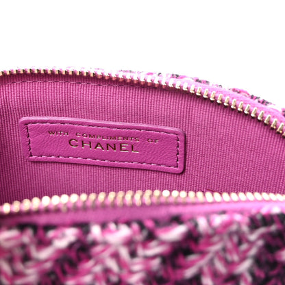 Tweed Quilted Mini Clutch With Chain Purple