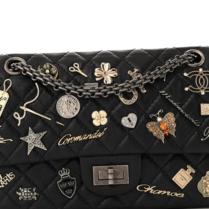 Aged Calfskin Lucky Charms 2.55 Reissue 225 Flap Black