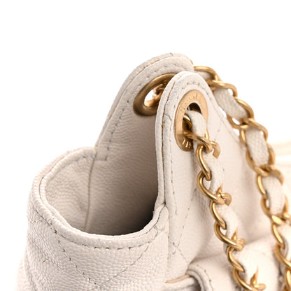 Caviar Quilted Small Wavy CC Hobo White