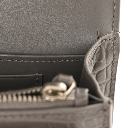 Calfskin Crocodile Embossed Monogram Sunset Chain Wallet Fog