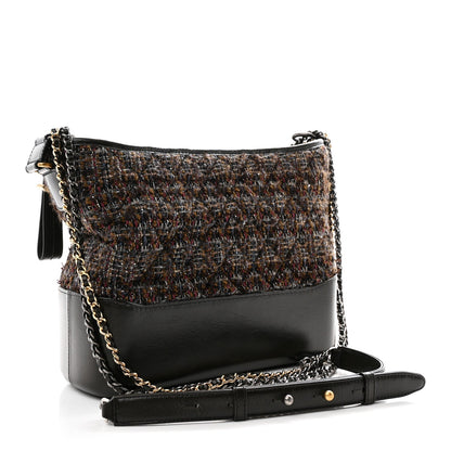 Tweed Calfskin Medium Gabrielle Hobo Brown