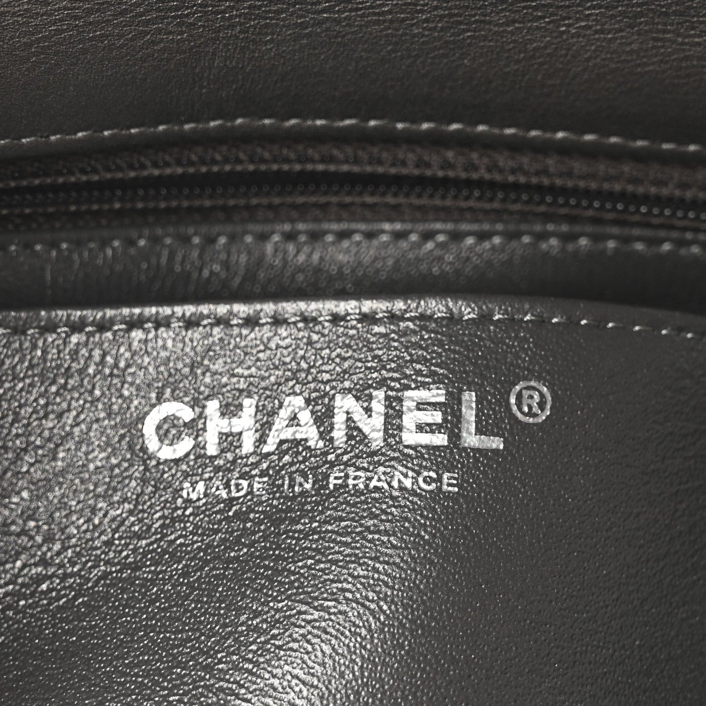 Metallic Lambskin Quilted Mini Rectangular Flap  Dark Grey