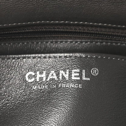 Metallic Lambskin Quilted Mini Rectangular Flap  Dark Grey