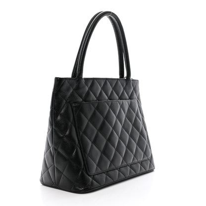 Caviar Quilted Medallion Tote Black