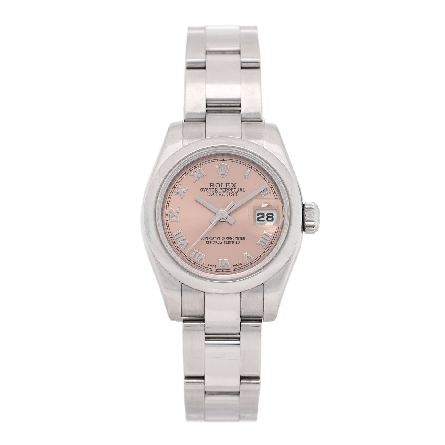 Stainless Steel 26mm Oyster Perpetual Datejust Watch Pink Roman 179160