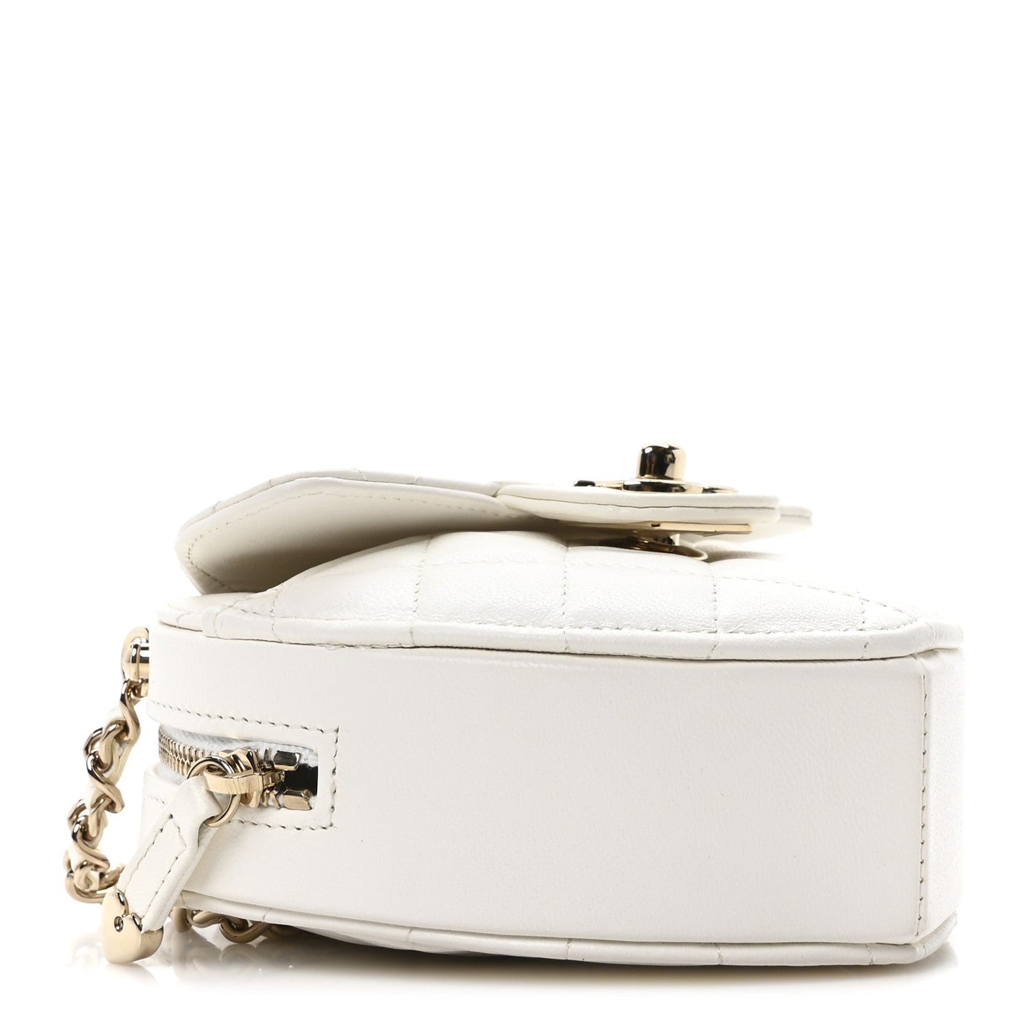Lambskin Quilted CC In Love Heart Clutch With Chain White
