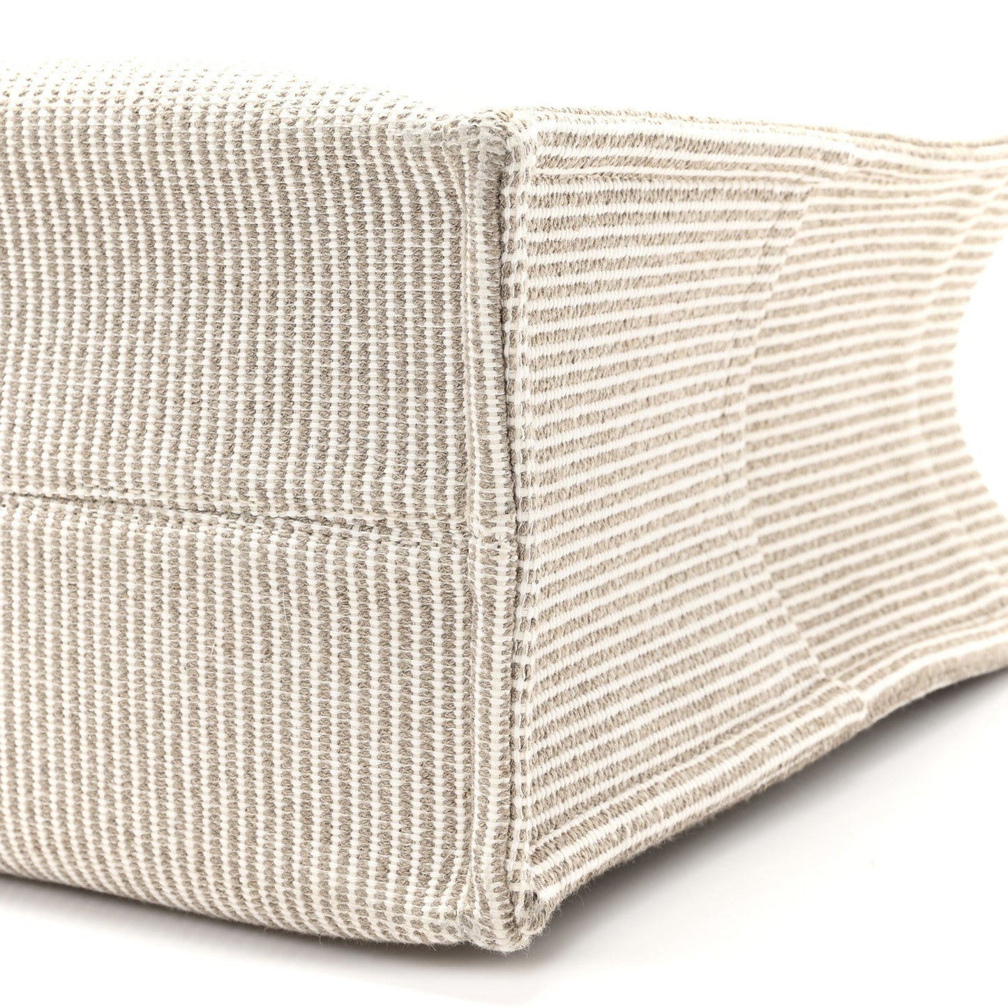 Canvas Calfskin Striped Triomphe Large Cabas Beige