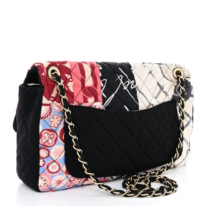 Fabric Quilted Patchwork Medium Flap Red Black Multicolor