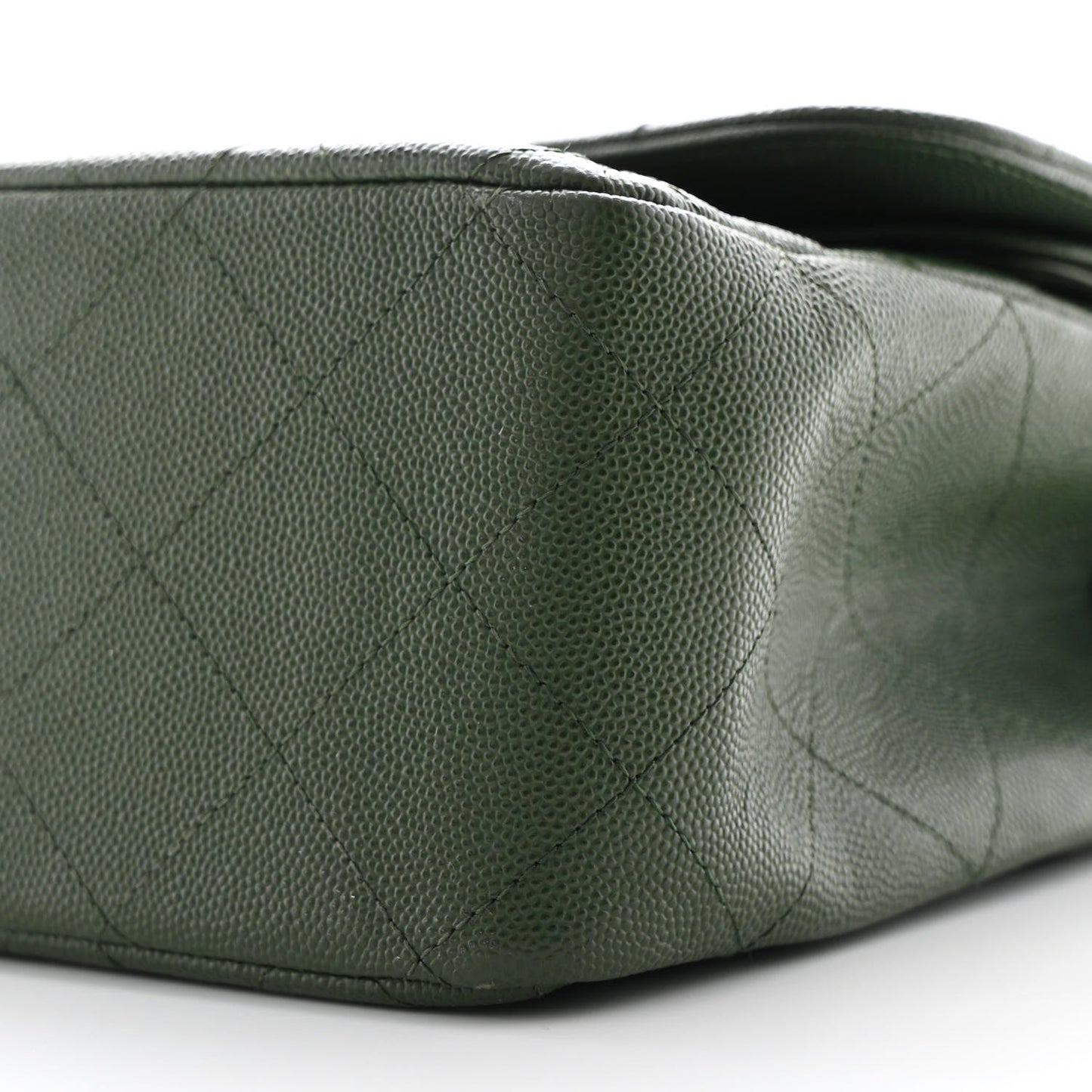 Caviar Quilted Jumbo Double Flap Green