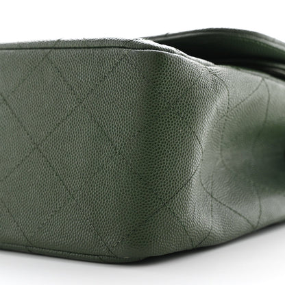 Caviar Quilted Jumbo Double Flap Green