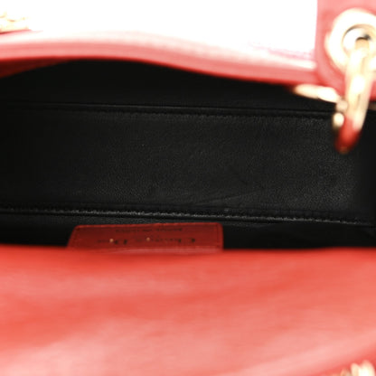 Calfskin Beaded Mini Lady Dior Rouge Multicolor
