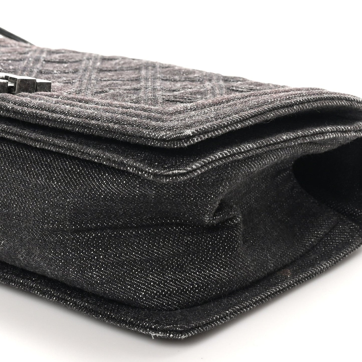 Denim Quilted Medium Boy Flap Black