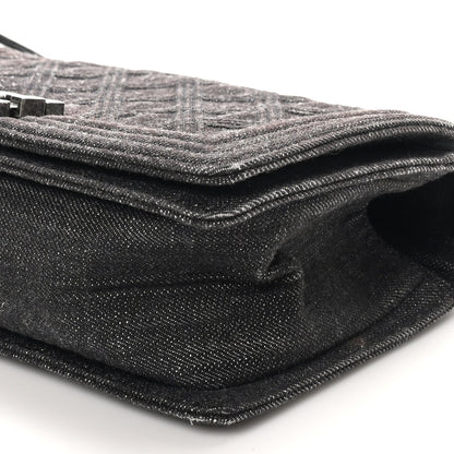 Denim Quilted Medium Boy Flap Black