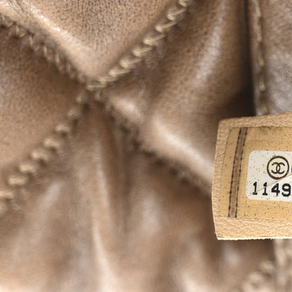 Calfskin Bubble Quilt Bowler Brown