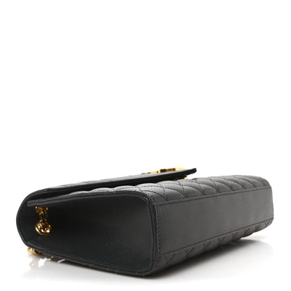 Grain De Poudre Textured Mixed Matelasse Triquilt Medium Monogram Satchel Dark Smog