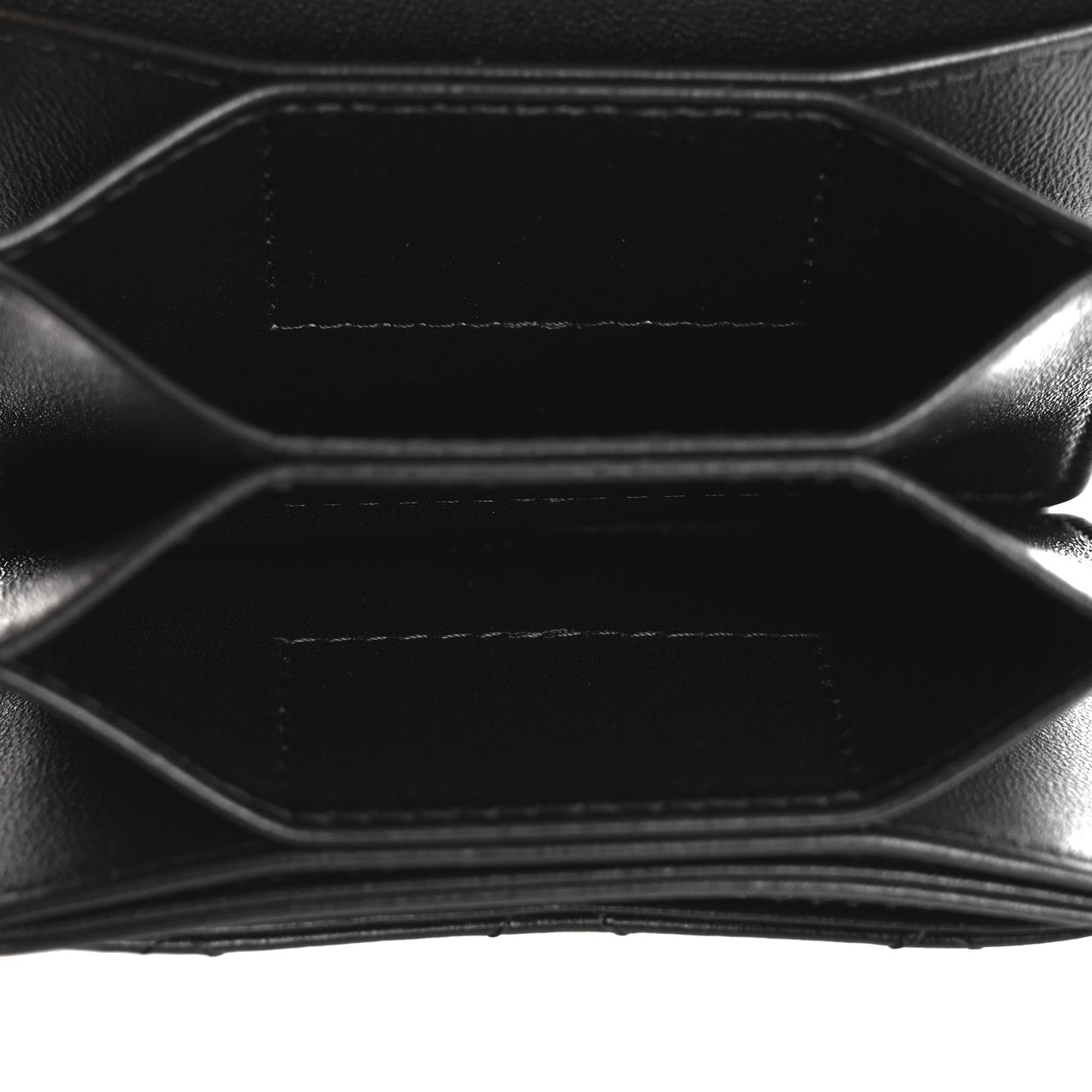Lambskin Quilted Flap Card Holder With Cuff Black