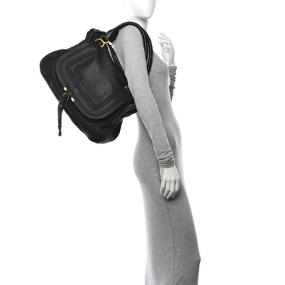 Calfskin Medium Marcie Satchel Black