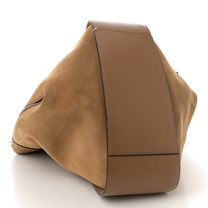 Calfskin Suede Hammock Shoulder Bag Oak Dark Gold Black