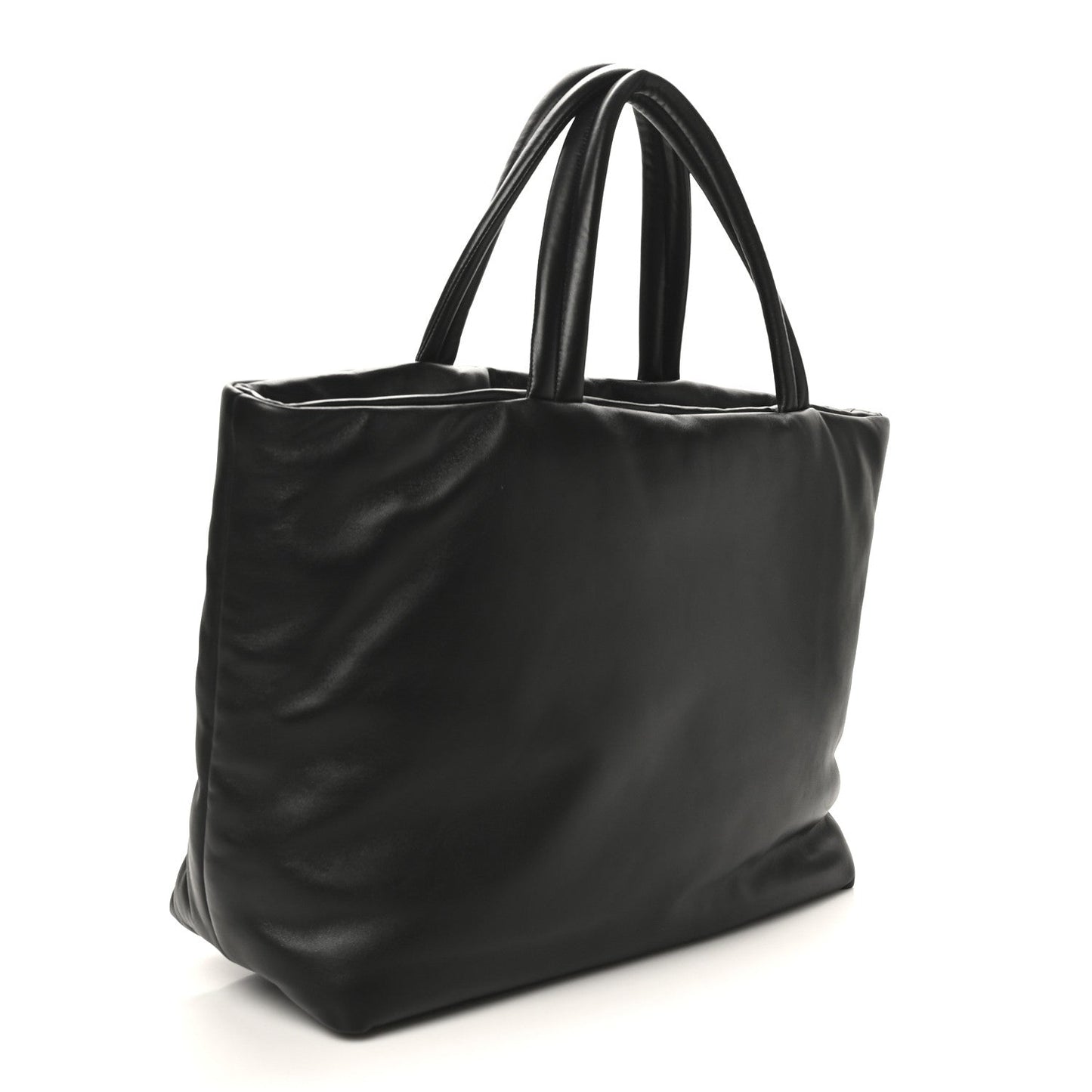 Lambskin Wide Puffer Tote Black