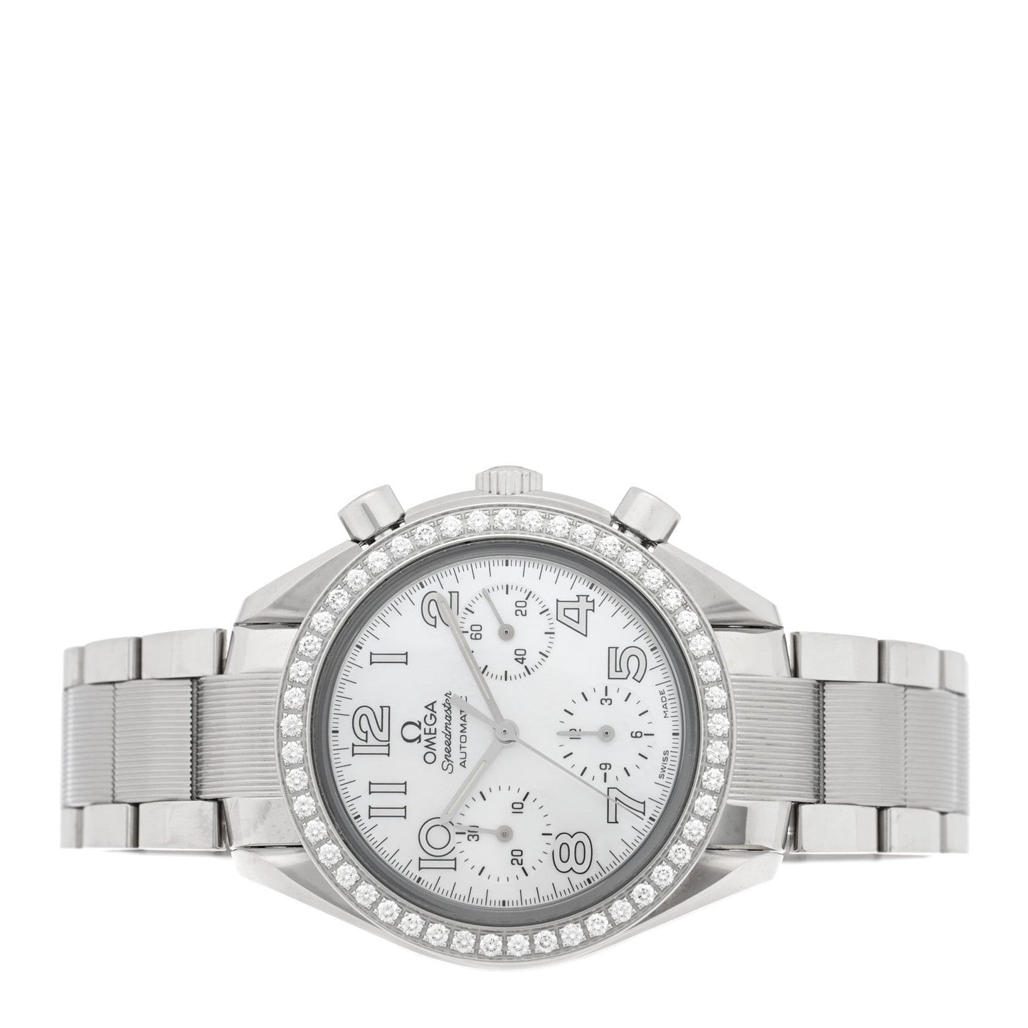 Stainless Steel Diamond Bezel Mother of Pearl 39mm Speedmaster Chronograph Automatic Watch 3535.70.00