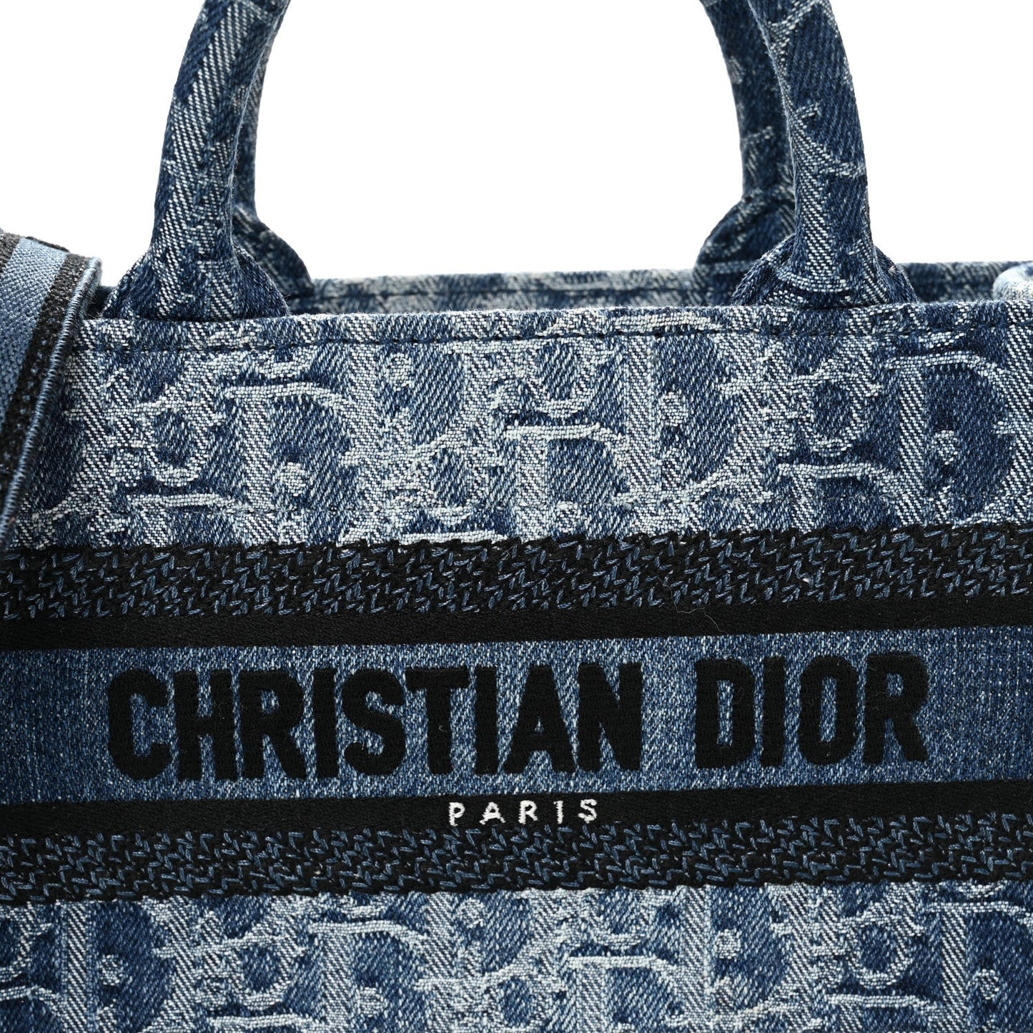 Denim Oblique Mini Book Tote With Strap Blue