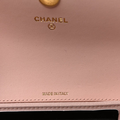Lambskin Quilted Chanel 19 Flap Clutch Light Pink