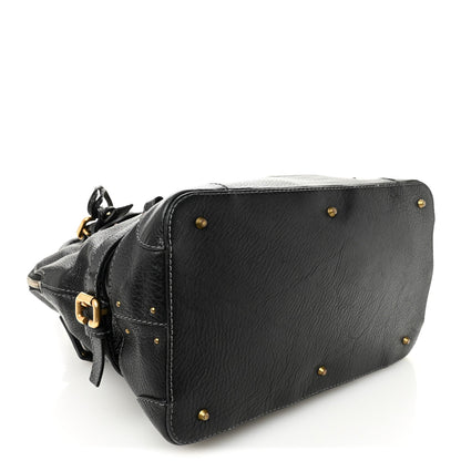 Calfskin Paddington Dome Satchel Black