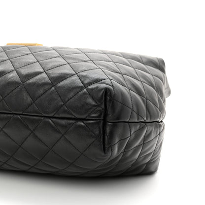 Lambskin Quilted Maxi Icare Shopping Tote Black