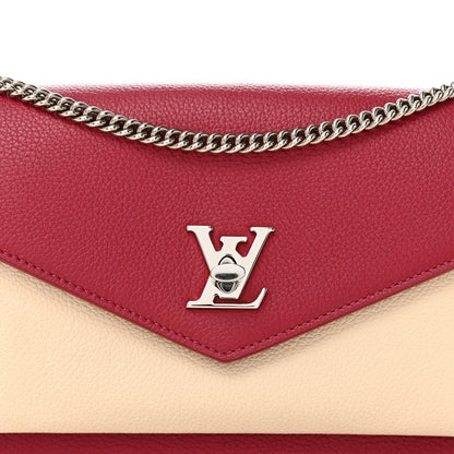 Calfskin My Lockme Chain Pochette Lie De Vin Etain Creme