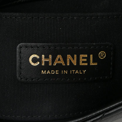 Lambskin Quilted Mini Lacquered Chain Flap Black
