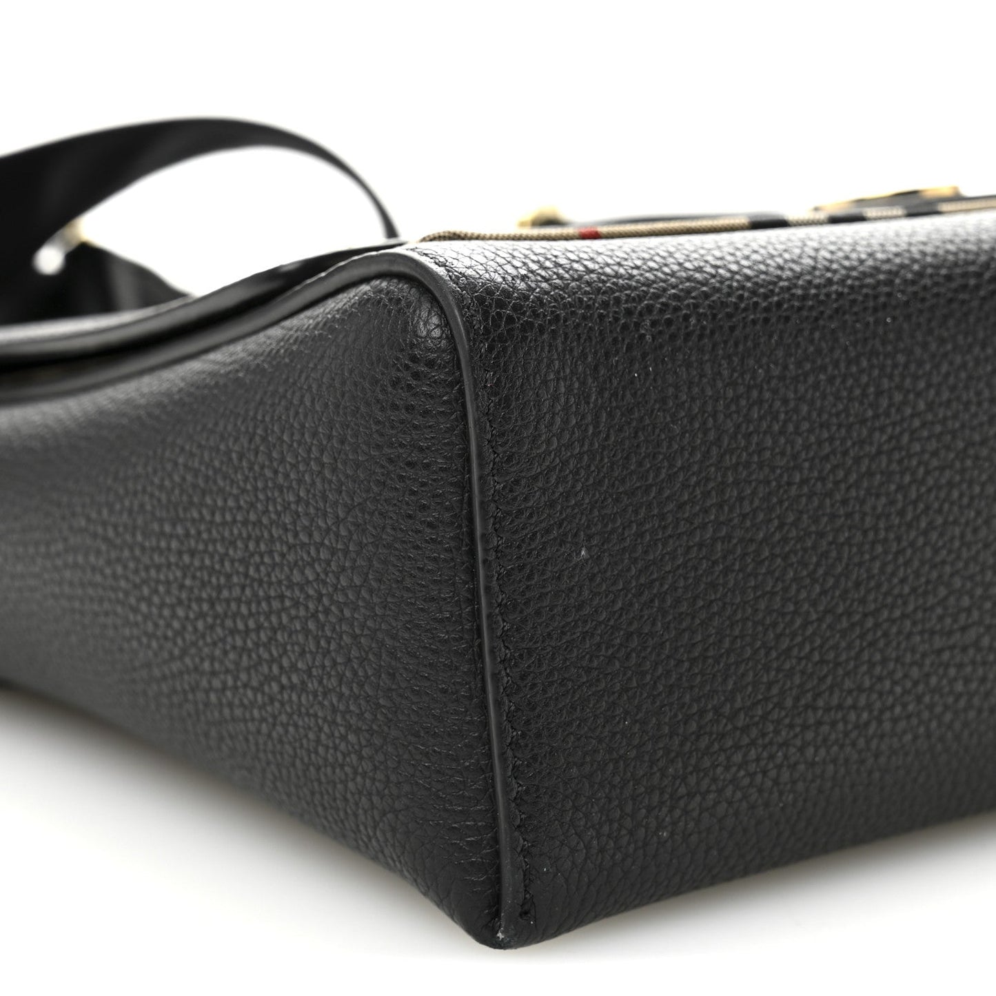 Coated Canvas Calfskin Vintage Check Medium Note Crossbody Bag Black