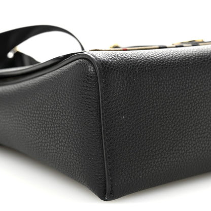 Coated Canvas Calfskin Vintage Check Medium Note Crossbody Bag Black