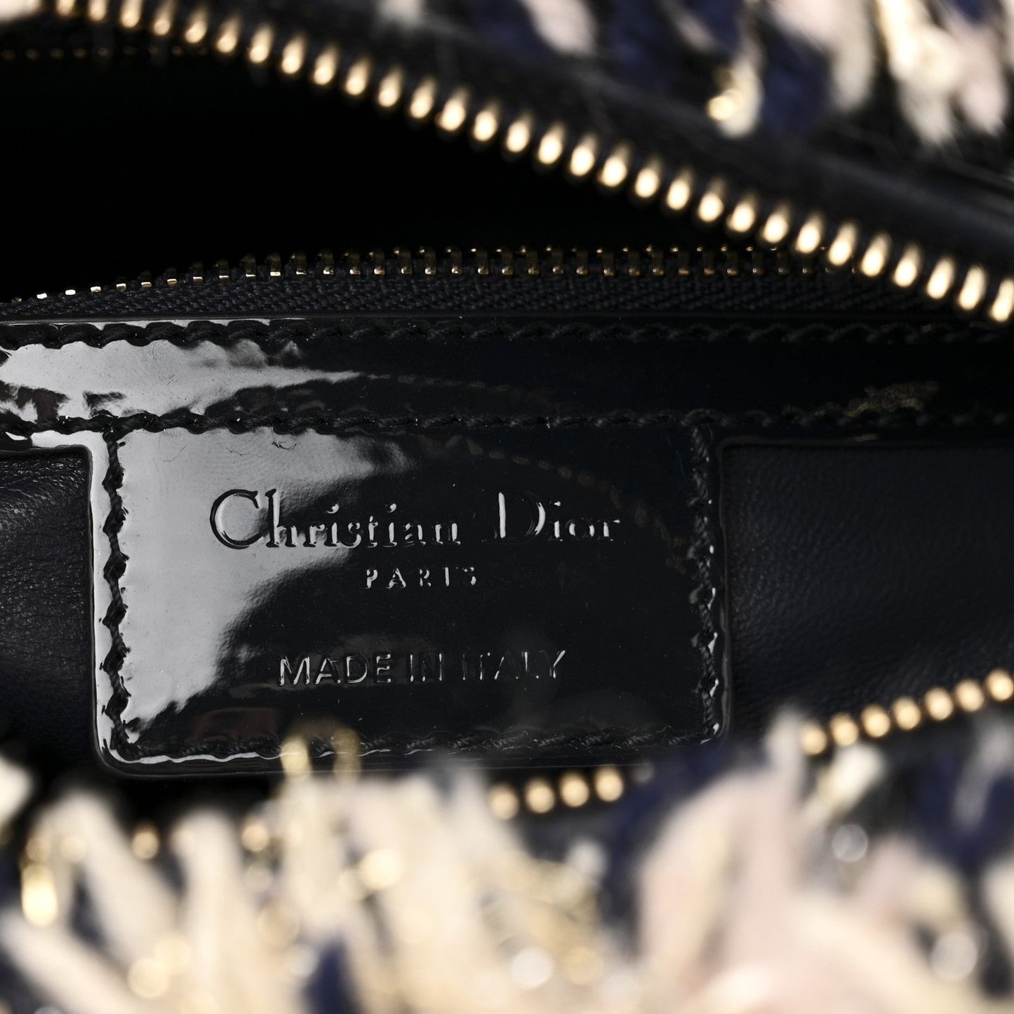 Tweed Fringe Medium Lady Dior Beige Multicolor