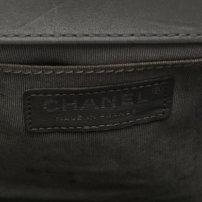 Lambskin Chevron Quilted Medium Boy Flap Grey