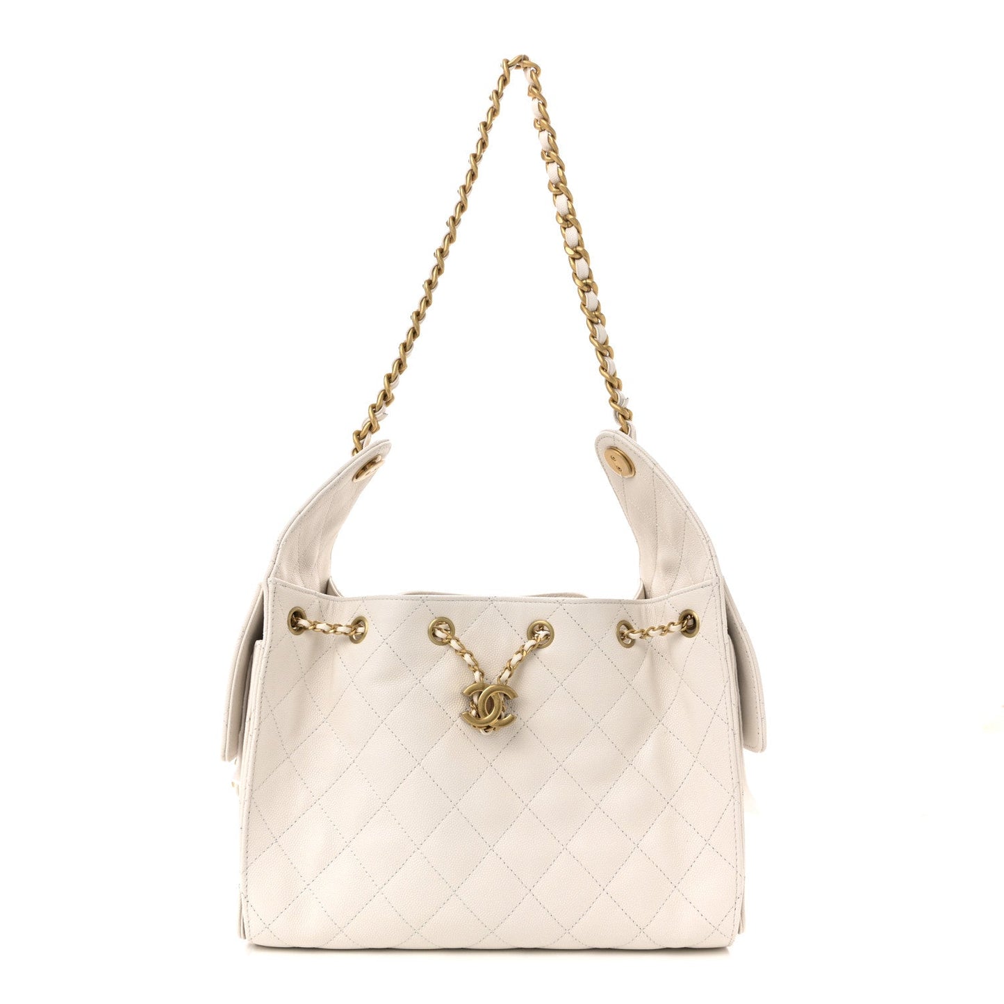 Caviar Quilted Small Chanel 25 Handbag White