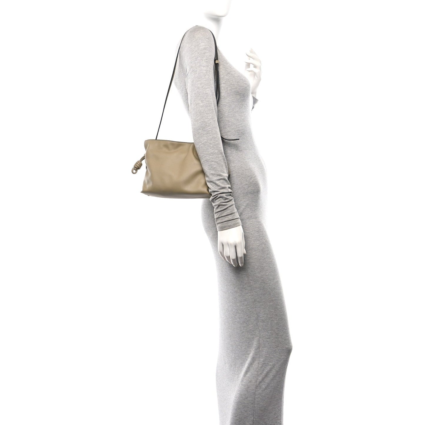 Calfskin Mini Flamenco Knot Clutch Clay Green