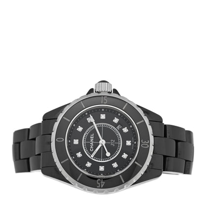 Stainless Steel Ceramic Diamond 33mm J12 Quartz Watch Black