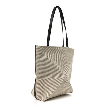 Cotton Calfskin Paula's Ibiza Medium Puzzle Fold Tote Ecru Hazel