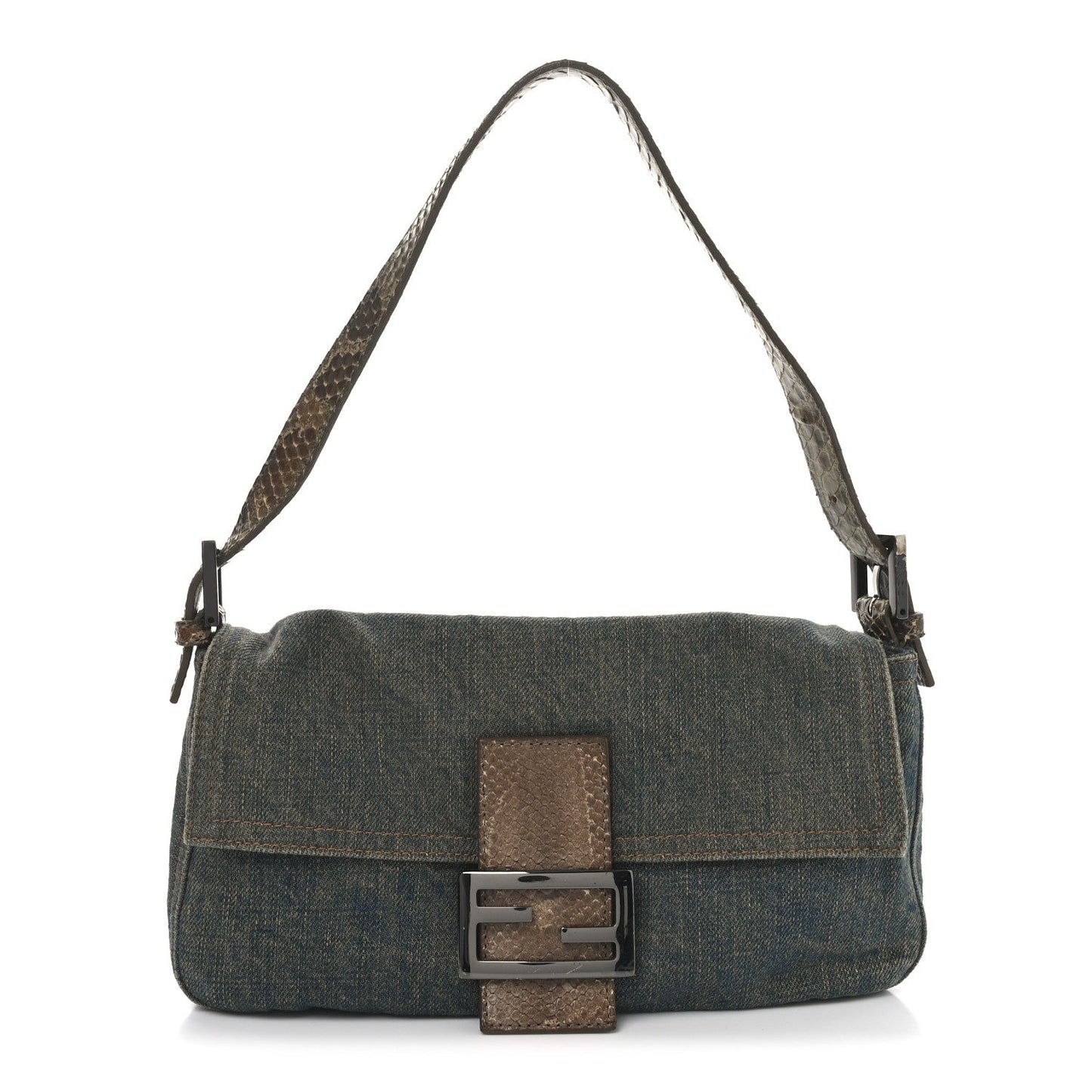Denim Snakeskin Baguette Blue